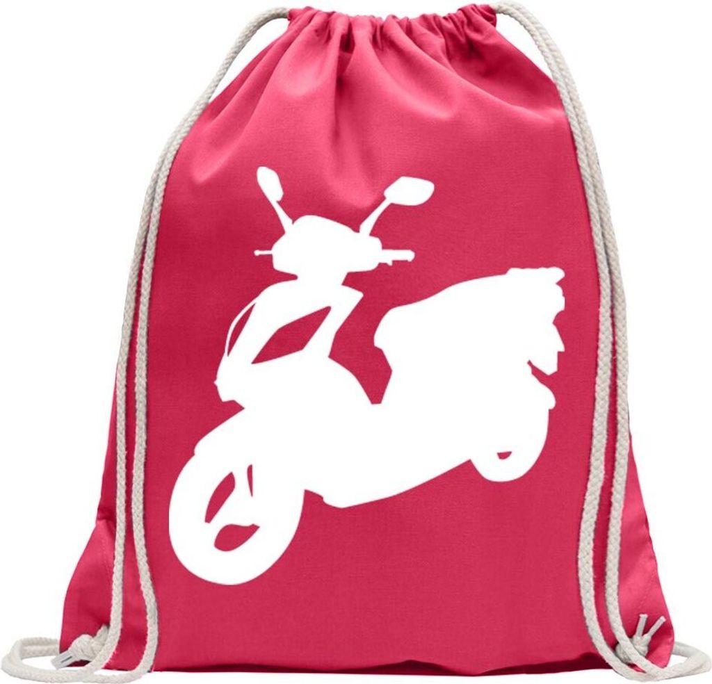 Kiwistar - Turnbeutel - pink - Scooter Custom Roller - Fun Rucksack Sport Beutel Gymsack Baumwolle mit Ziehgurt