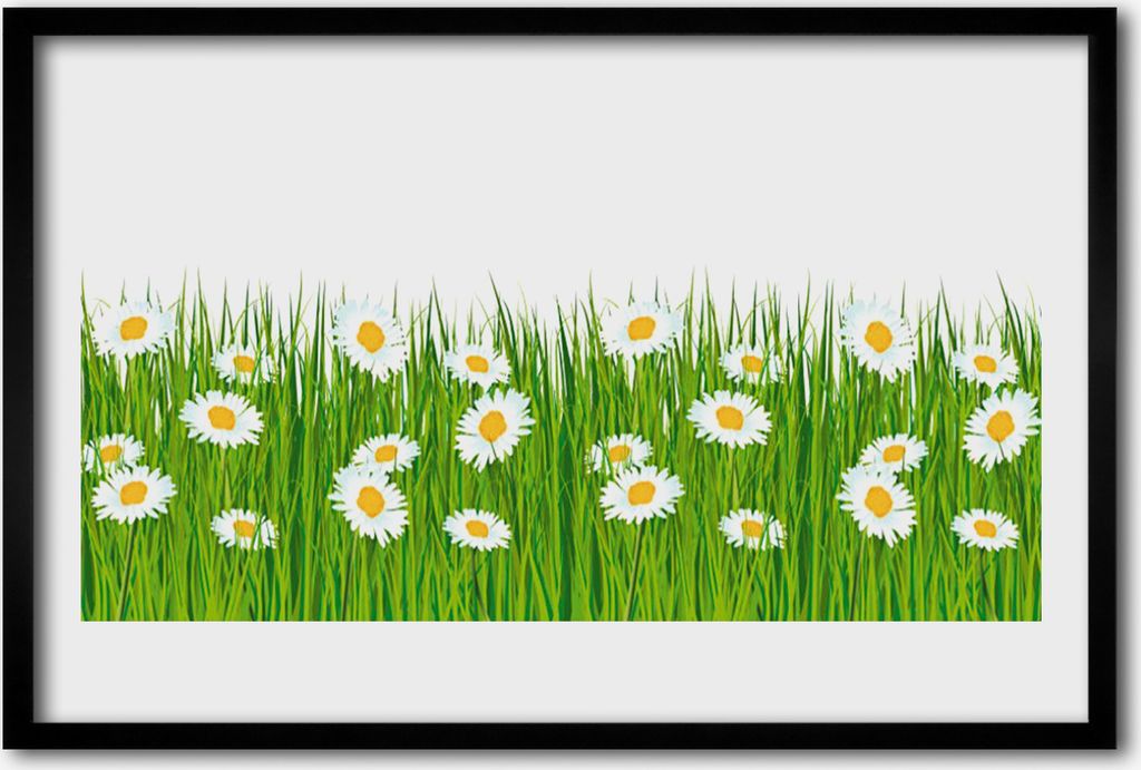 Bild 60x40 MDF-Rahmen Wandkunst Gras Gänseblümchen Natur