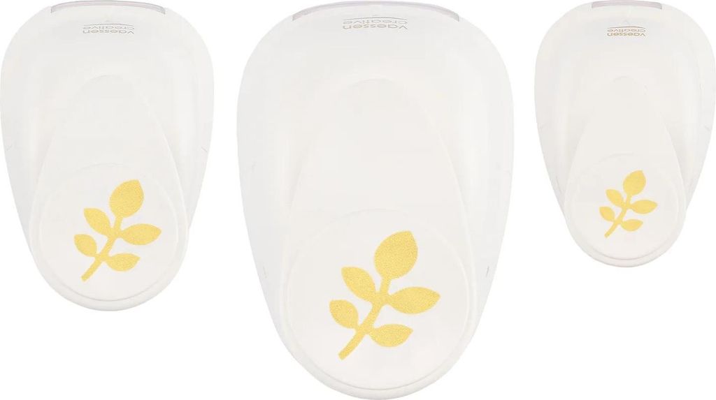Vaessen Creative Motivstanzer 3er Set Blätter Ø 12, 19 und 37 mm