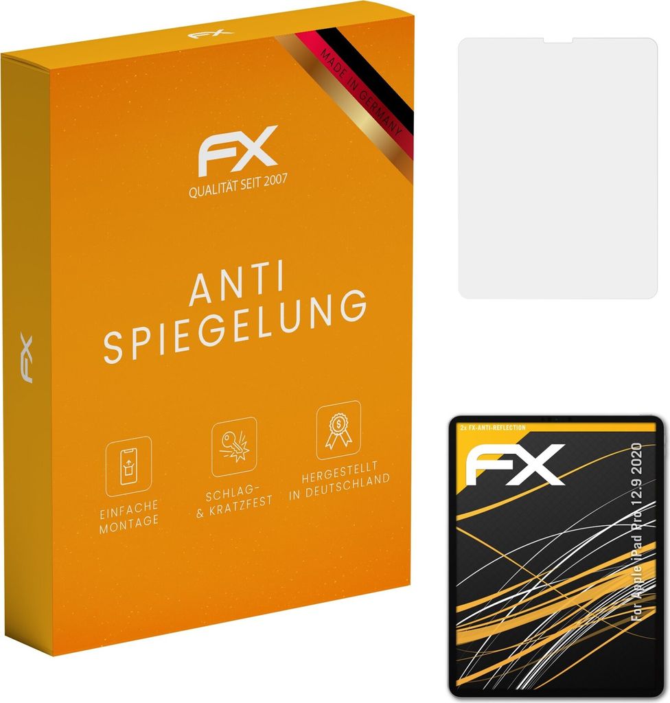 atFoliX FX-Antireflex 2x Schutzfolie kompatibel mit Apple iPad Pro 12.9 (2020) Displayfolie