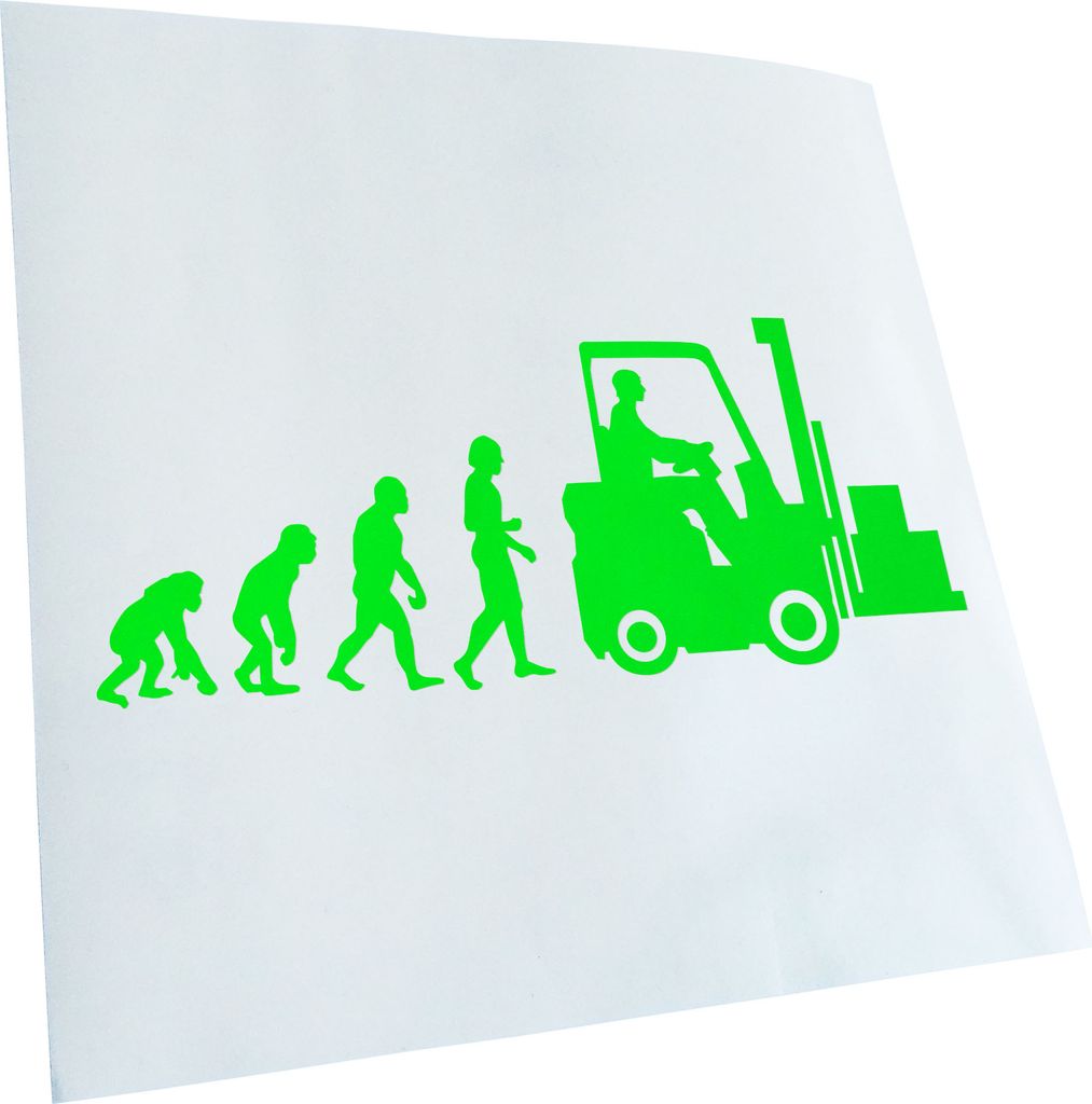 Kiwistar - Autoaufkleber - Evolution Gabelstapler Heckscheibenaufkleber - Aufkleber für Auto Kfz Fahrrad, LKW, Truck Mofa