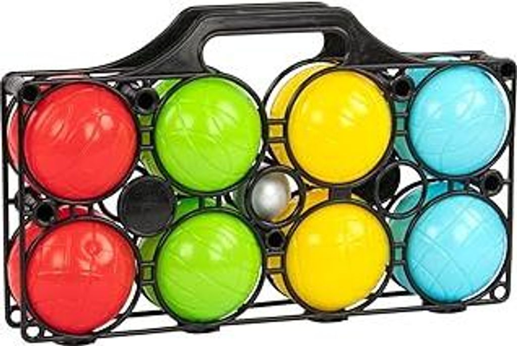 Idena - Boccia Spiel mit 8 farbigen Kugeln, Zielkugel und Tragekorb, Geschicklichkeitsspiel für Kinder und Erwachsene, Sport-Spiel für den Außen...