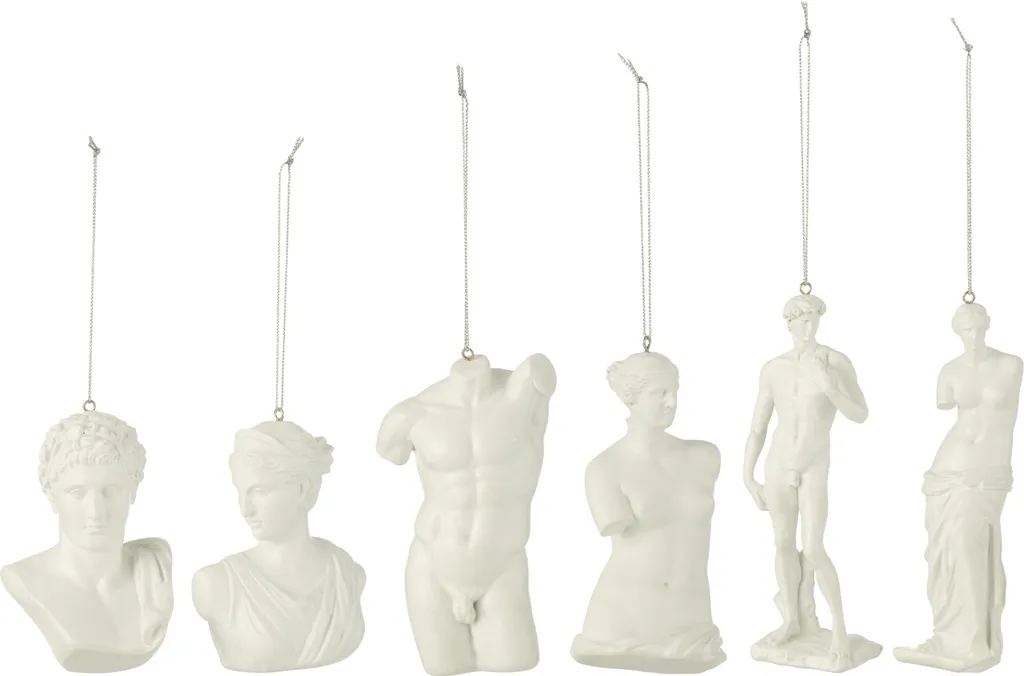 Set de 6 Figurines de Bustes Romains Décoratifs en Résine Blanche Mate