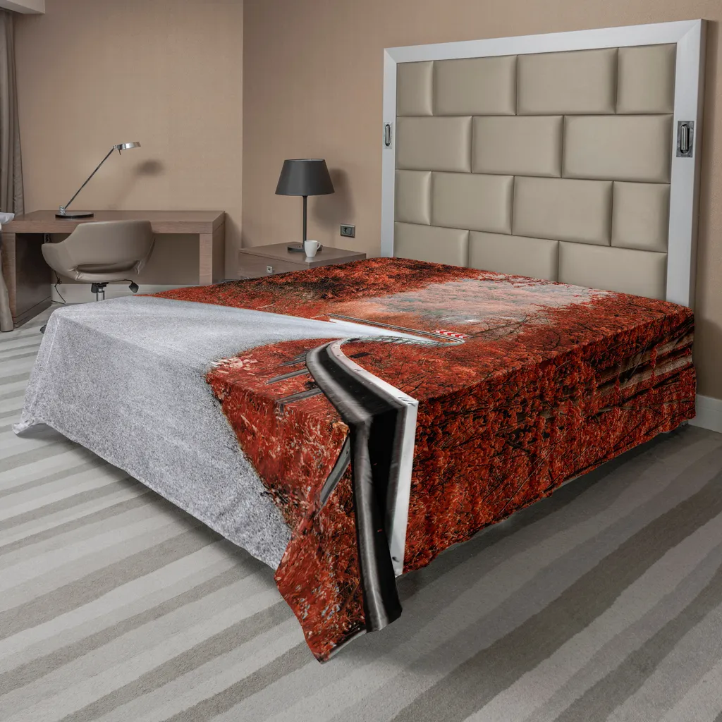 Lenzuolo 260x228 ABAKUHAUS Microfibra Morbida: Stampa Strada Autunnale