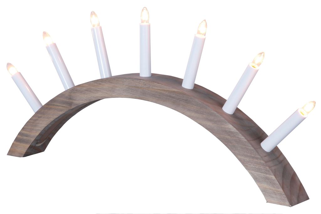 Fensterleuchter 'Aura', 7-flammig, Holz, natur, ca. 29 x 62 cm