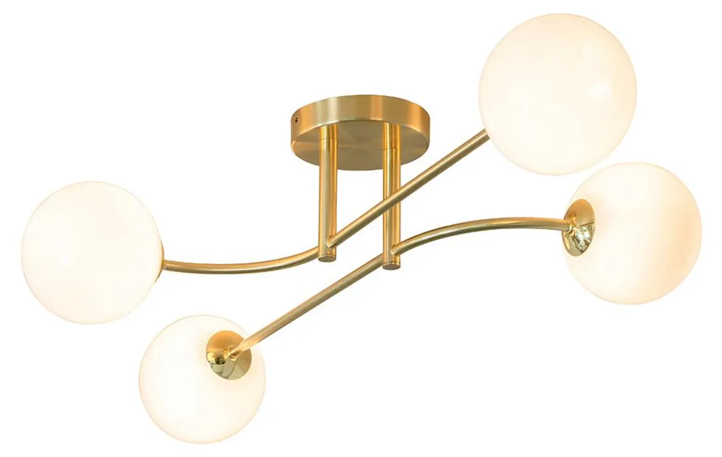 Plafonnier doré OTTO 4xG9 en métal - Luminaire courbé 86cm design Endon