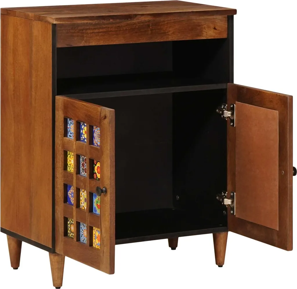 Credenza Etnica vidaXL Noce 60 cm in Legno Massello di Mango