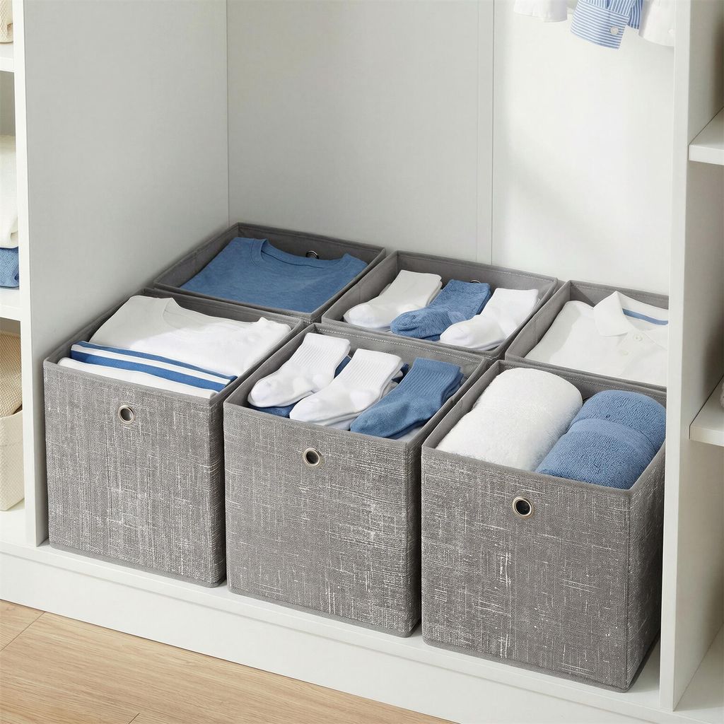 SONGMICS Ordnungsboxen, 6er Set, aus Vliesstoff mit Griff, Produktbild 
