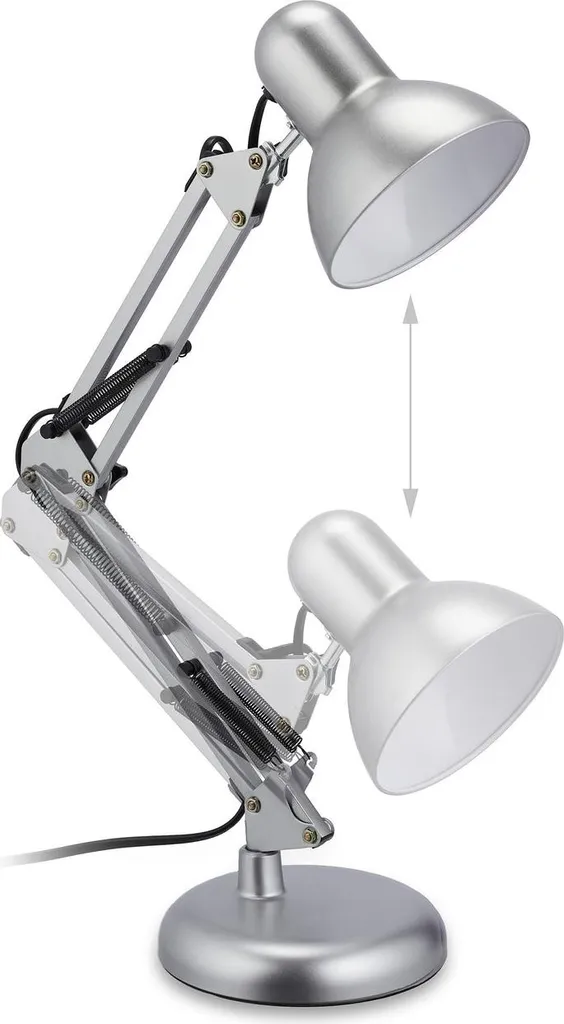 Lampe de table architecte argentée style industriel - Éclairage bureau