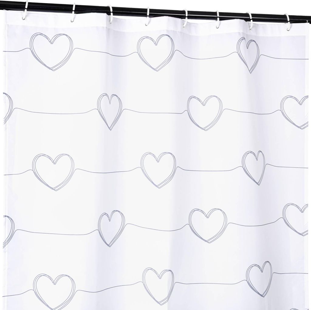 Duschvorhang FASTY Herzen Anti-Schimmel Polyester Produktbild 