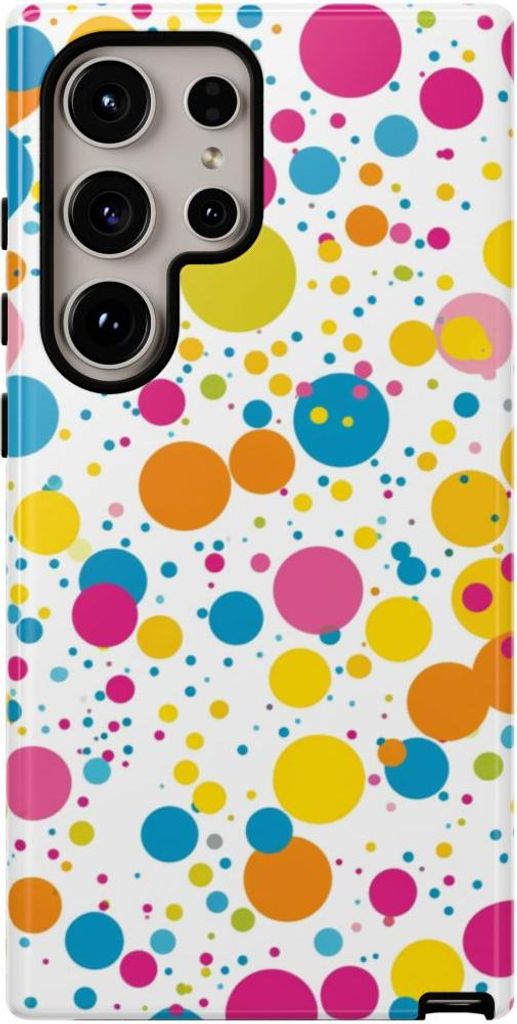 Bunte Punkte auf Weiß – Hülle Kompatibel mit Samsung Galaxy S24 Ultra