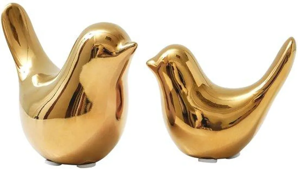 Figurines Animaux en Céramique Dorée - Duo Décoratif Design Rétro Chic