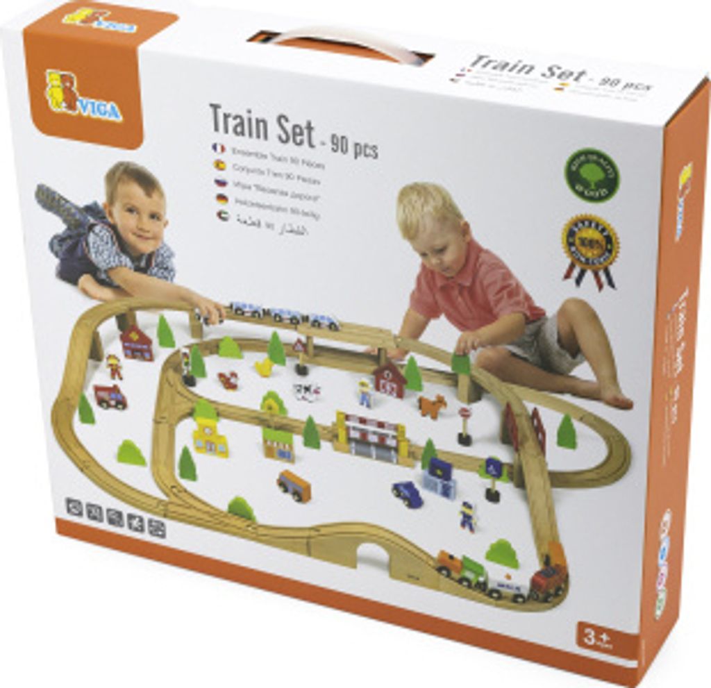Binario del treno in legno 90 pezzi Immagine del prodotto 
