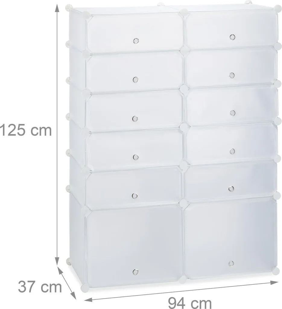 Étagère à chaussures 12 compartiments en plastique modulable blanc