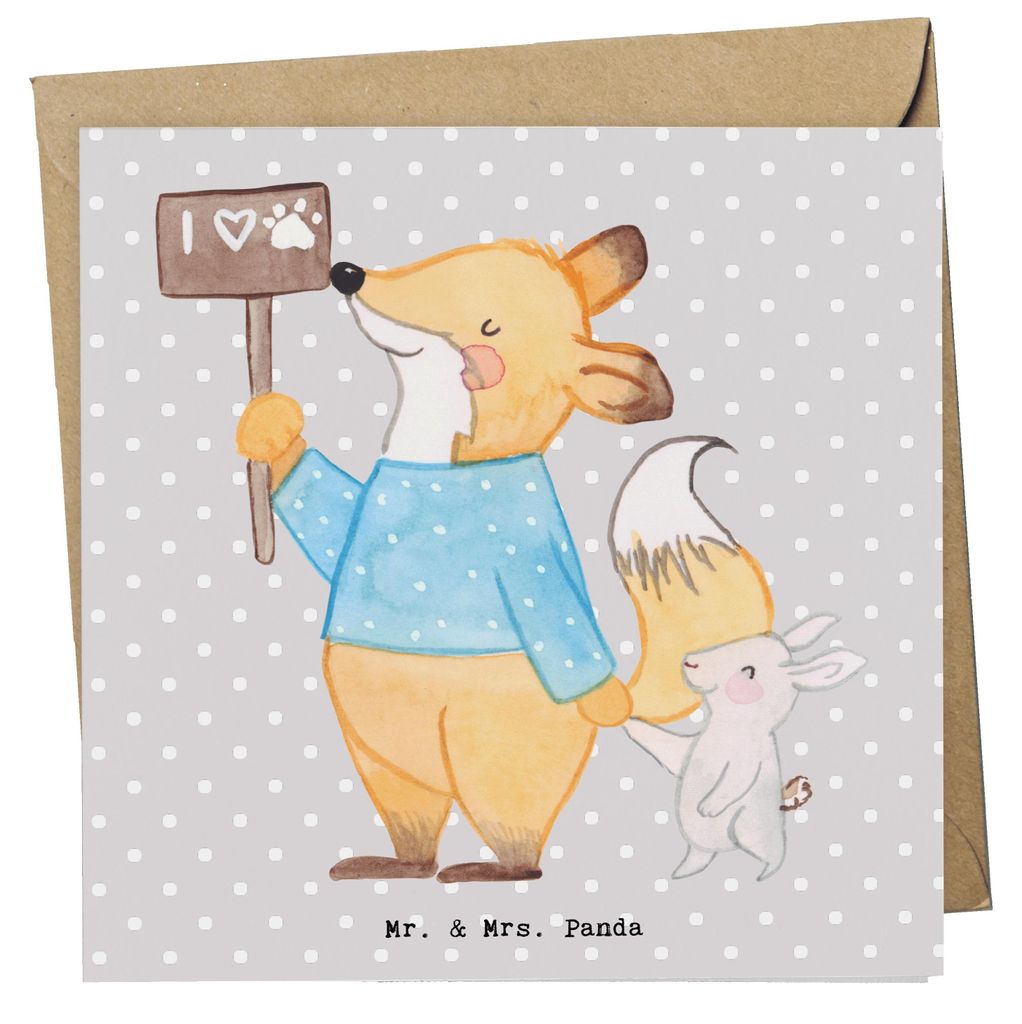 Mr. & Mrs. Panda Glückwunschkarte Tierschützer Herz - Grau Pastell - Geschenk, anlasskarte, Klappkarte, doppelkarte, Grußkarte, faltkarte