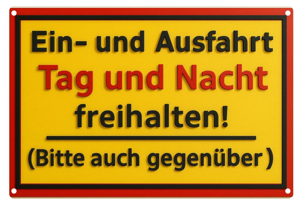 Blechschild 20x30cm Ein und Ausfahrt Tag und Nacht Produktbild 