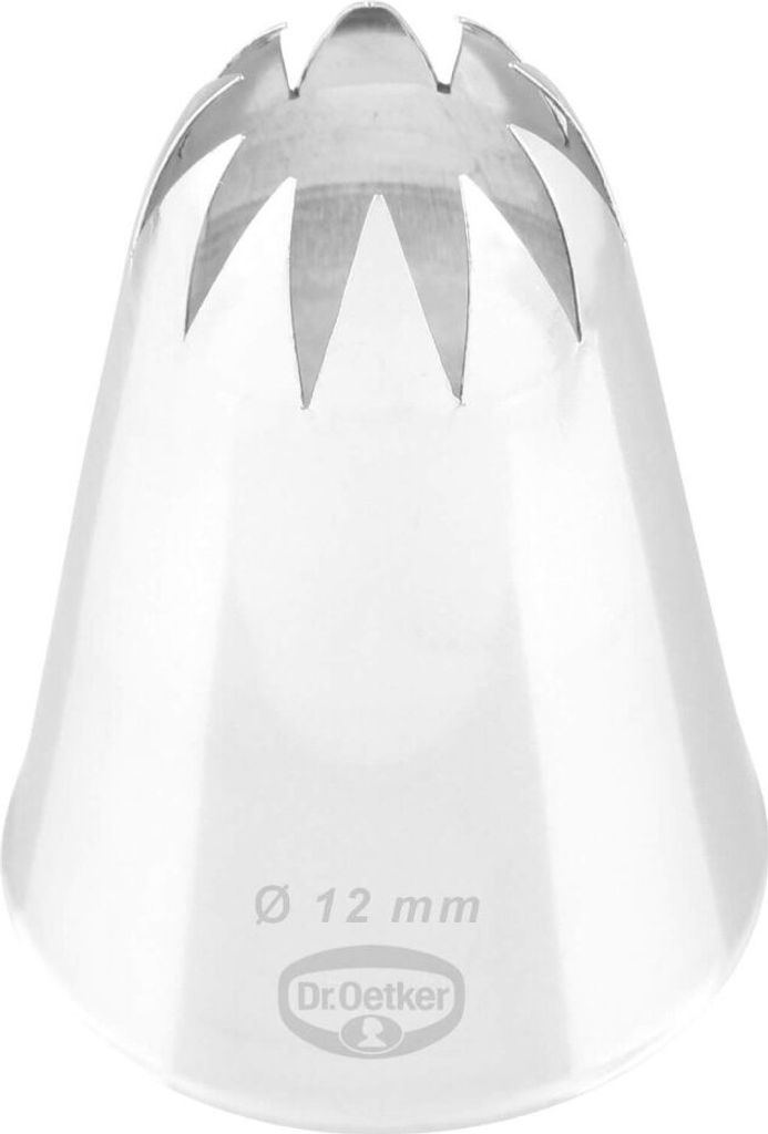 Dr. Oetker Sterntülle, geschlossen 12 mm, geschlossene Sterntülle aus der Tüllen-Manufaktur, Backzubehör zum Dekorieren (Farbe: silber)