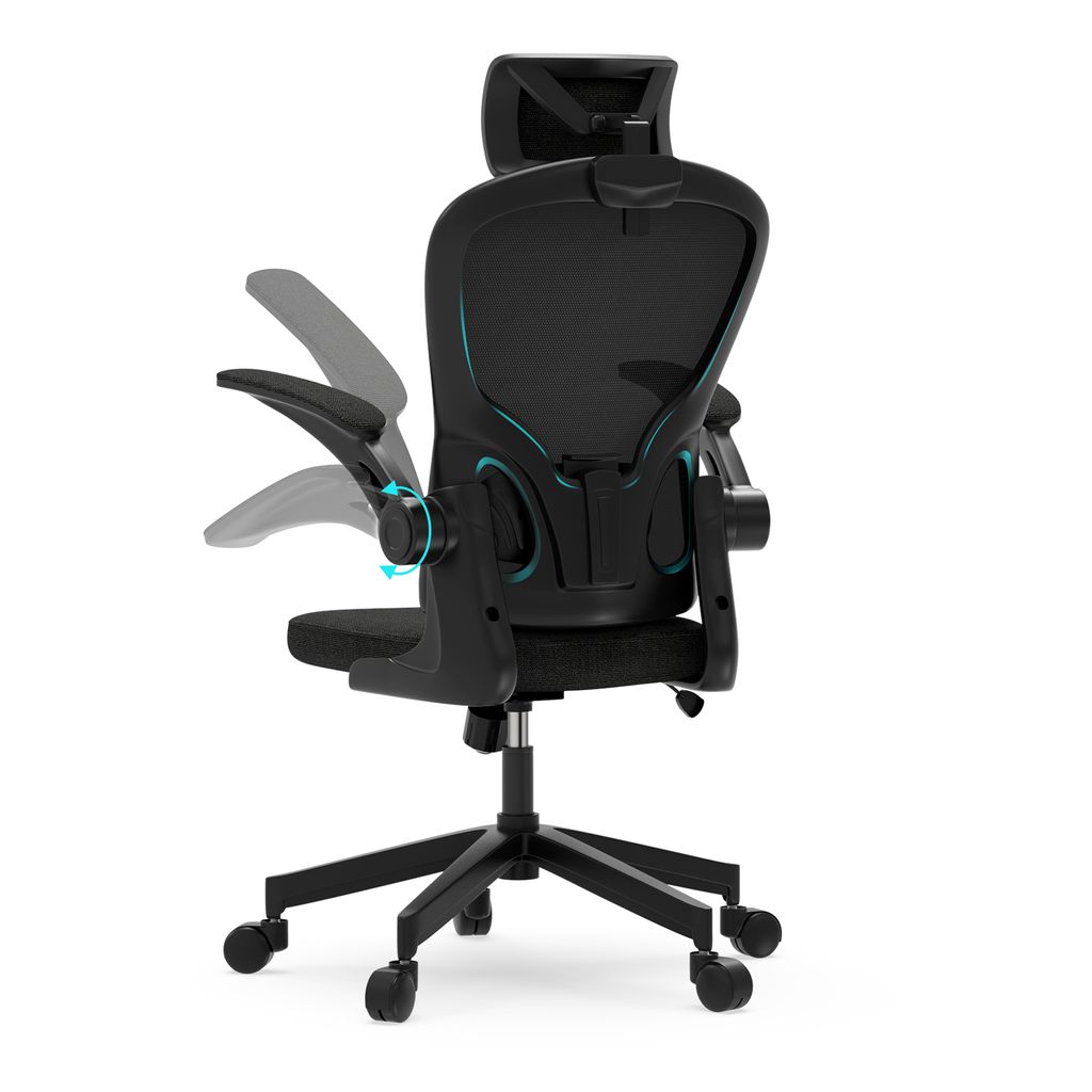 Bürostuhl Ergonomischer Schreibtischstuhl mit Kopfstütz,mit verstellbaren Armlehnen,Atmungsaktiver Chefsessel, Computerstuhl bis zu 150kg belastbar