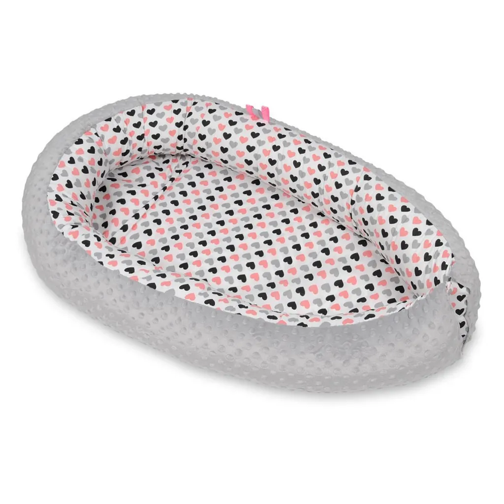Sac de couchage Cocoon anti-froid pour bébé, gigoteuse cœurs rose-gris