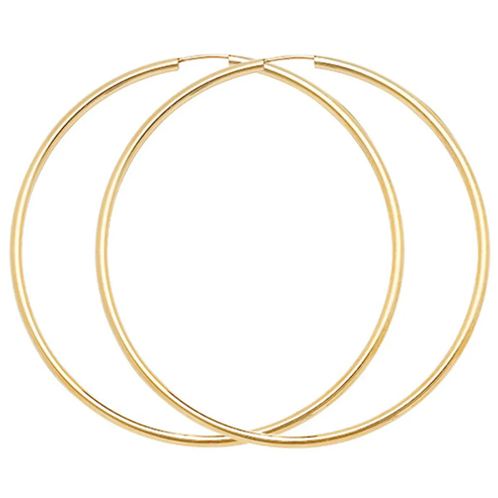 Créoles en Or 9K pour Femme - Grandes Boucles d'Oreilles 55mm de Luxe