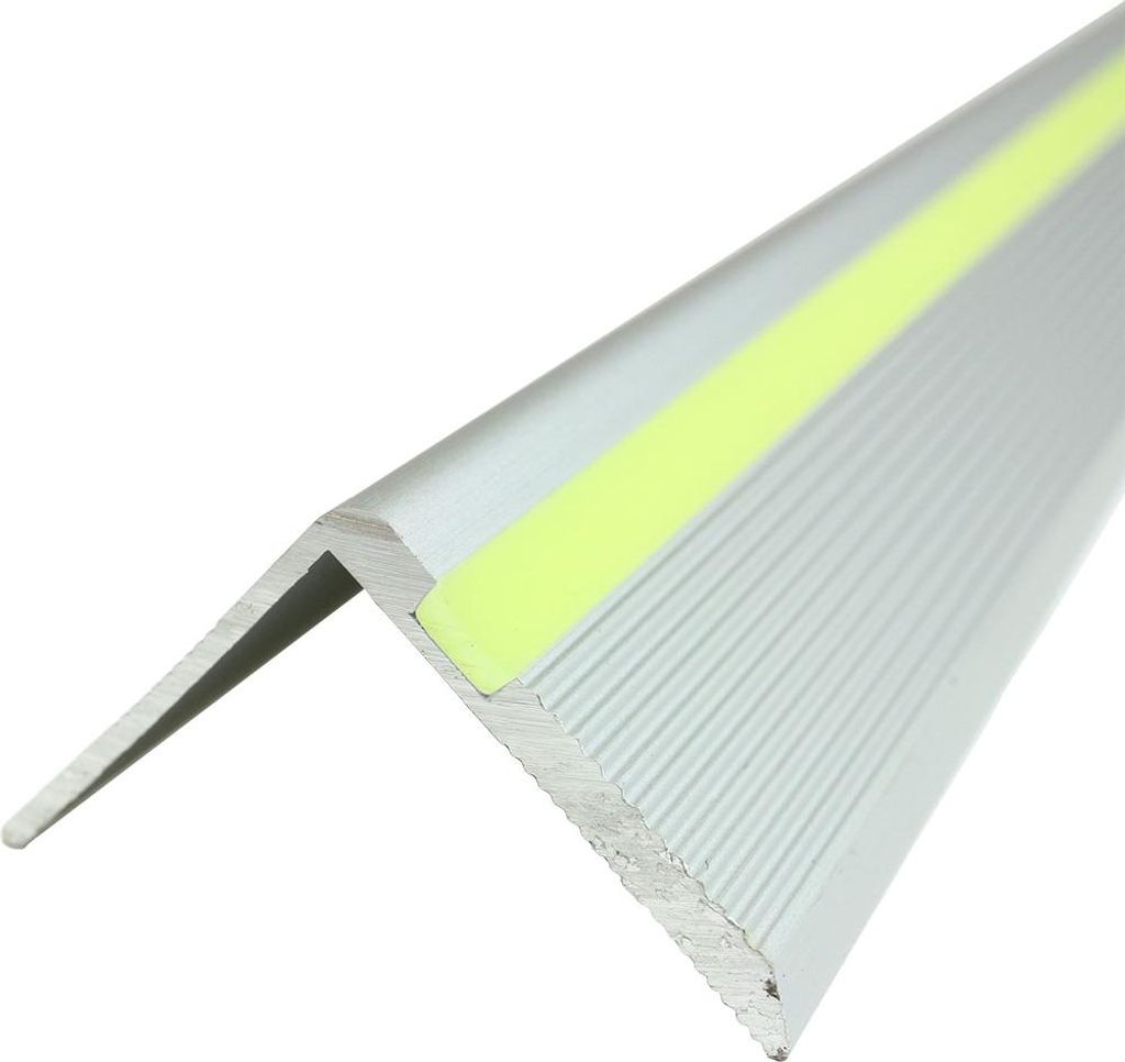 Aluminium Treppenkantenprofil Glow - in - the - Dark Grau 33 mm x 1000 mm x - Grau - Anti - Rutsch - Aluminium - 1,5 - 4 mm - In - & Outdoor - Nutz...