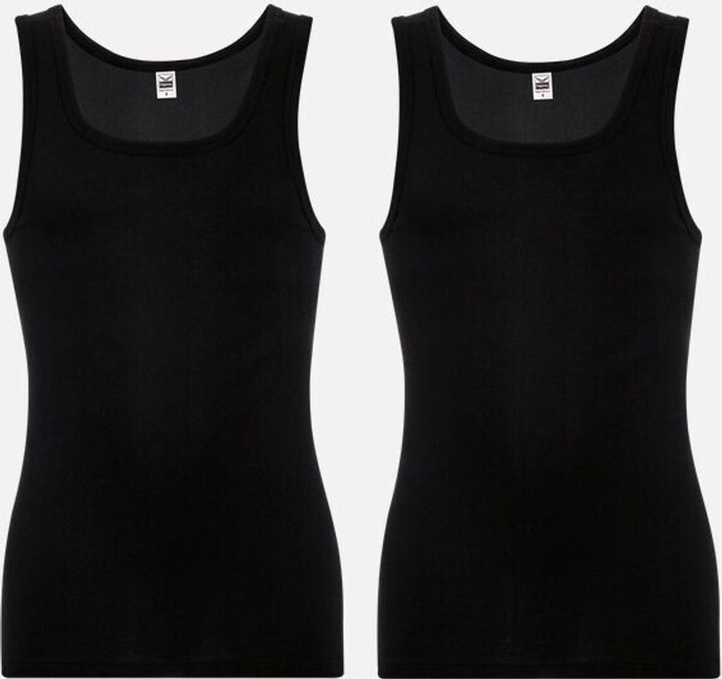 2 Trigema Herren Träger-Unterhemd Gr.5 Feinripp Schwarz 85400/2_008