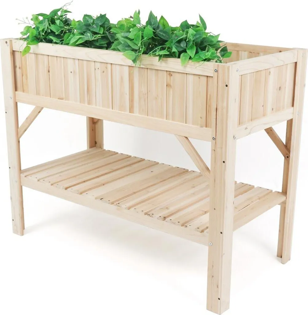 Potager sur pied bois Magnolia 115 cm beige pour terrasse et balcon