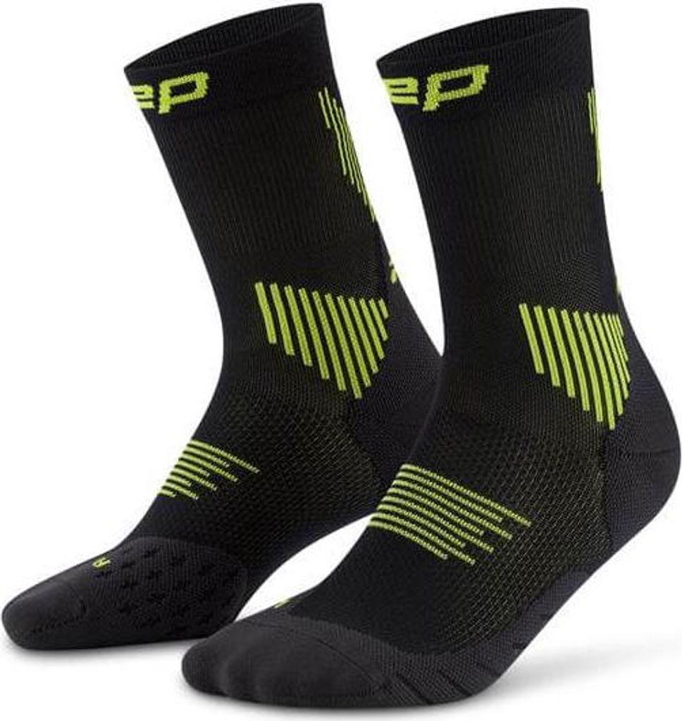 CEP run socks, mid cut, 5.0, women black/lime black/lime II