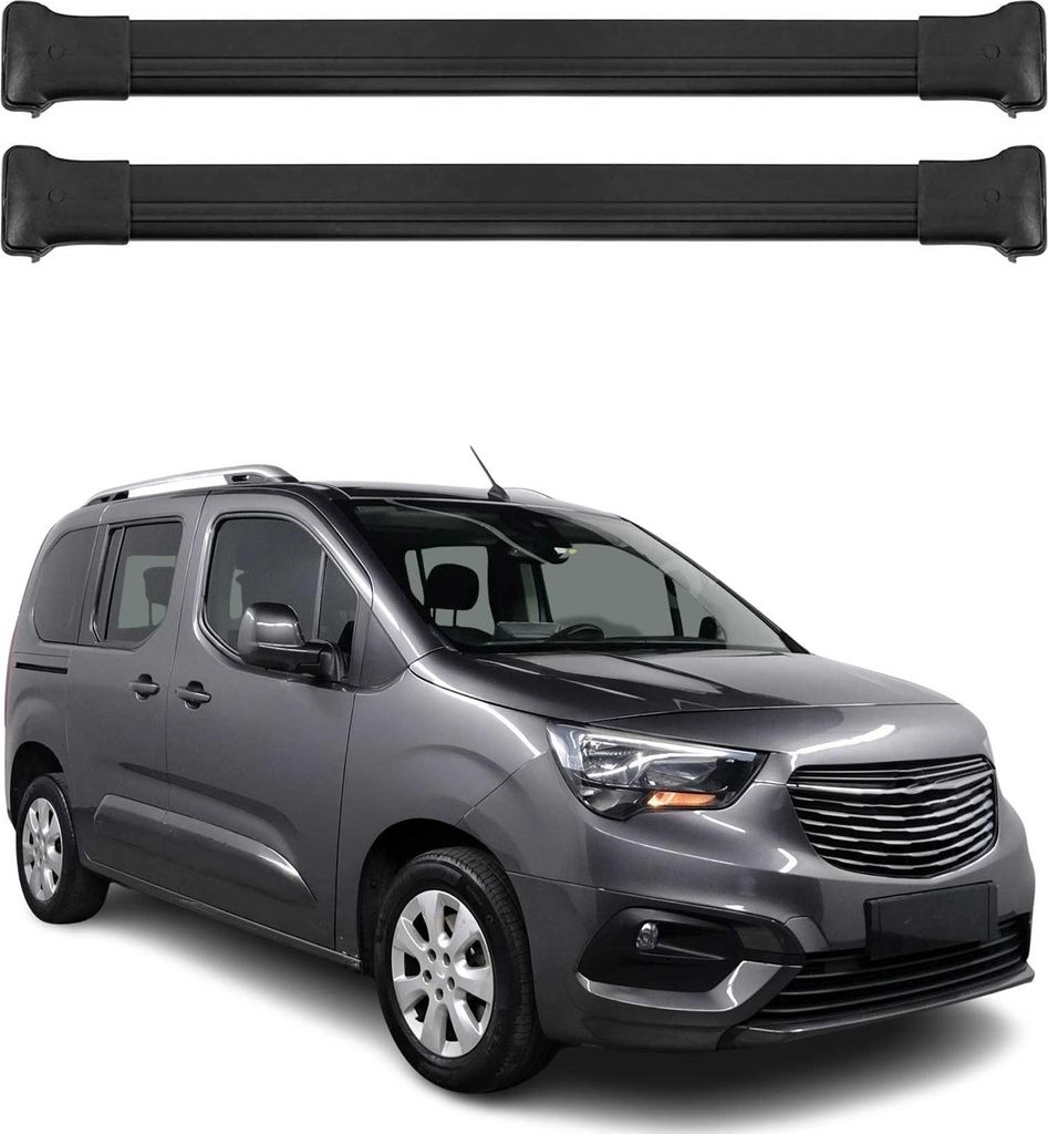 Dachträger Grundtäger für Opel E Combo 2018-2025 75kg Aluminium Schwarz 2 tlg