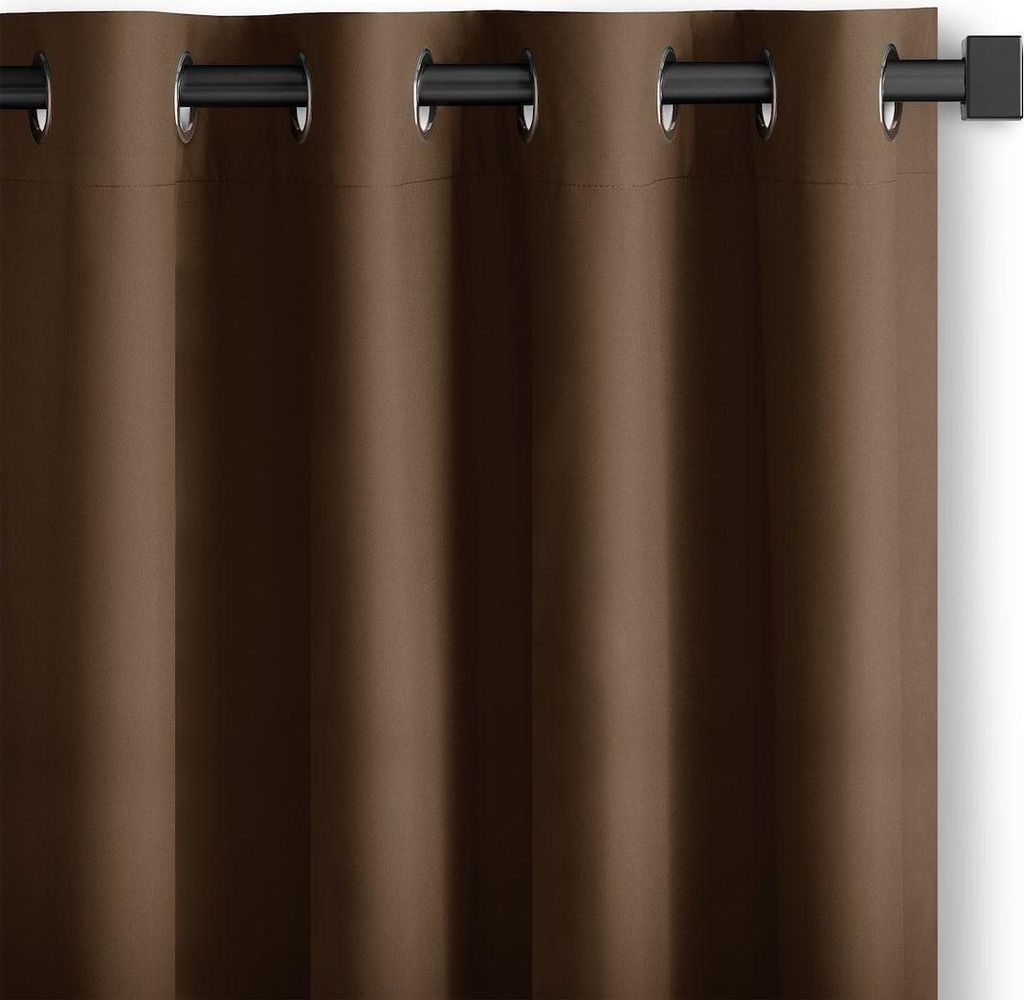 Gardine Ösen Vorhang Ösenvorhang Verdunkelnd Einfarbig 200x270 cm Dunkel Braun Carli
