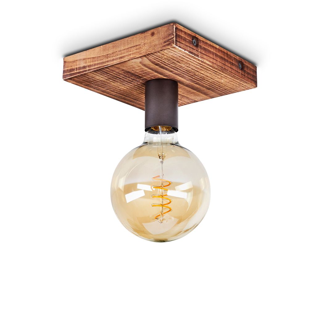 Mesoraca »Mesoraca« Deckenlampe aus Holz und Metall in Hellbraun und Schwarz