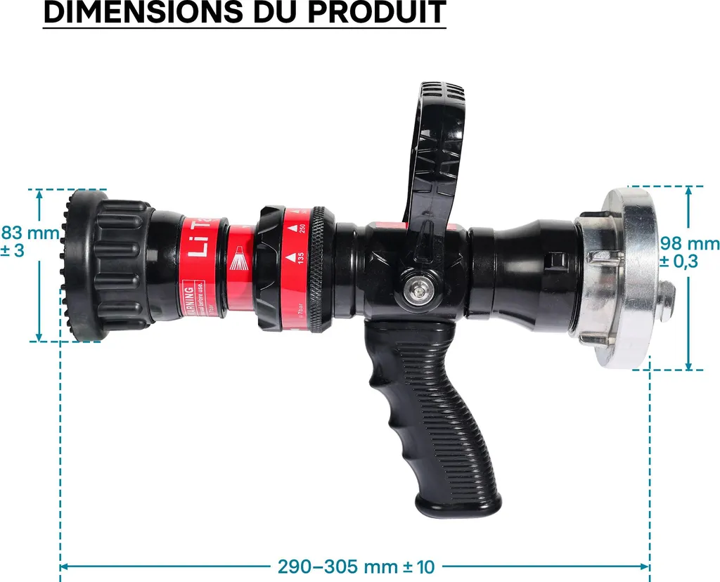 Lance à incendie polyvalente Storz C avec réglage de débit d'eau