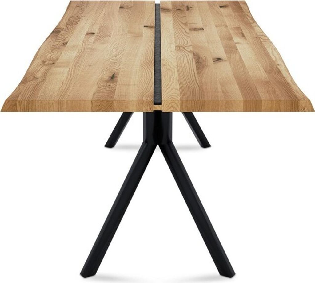 Esstisch Vigo 160x90 Wildeiche mit Baumkante und Metallfüße