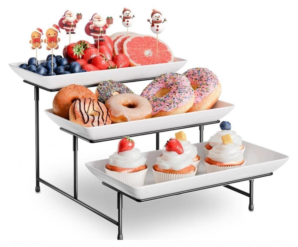 3-stöckiges Dessertregal für Obst, Gebäck, Vorspeisen – Elegantes Präsentationsregal für Buffets und Partys – Moderner Küchenorganizer