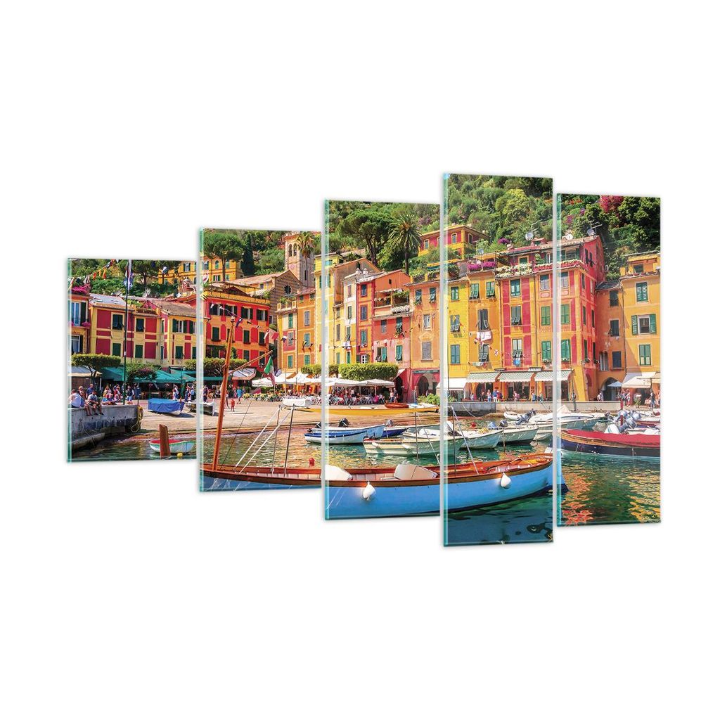 Bilder auf glas - 5 Teile - Weihnachtsmann Margherita Ligure - 100x60cm - Glasbilder - Wandbilder - Bilder - Wanddekoration aus Glas - Glas Bilder ...