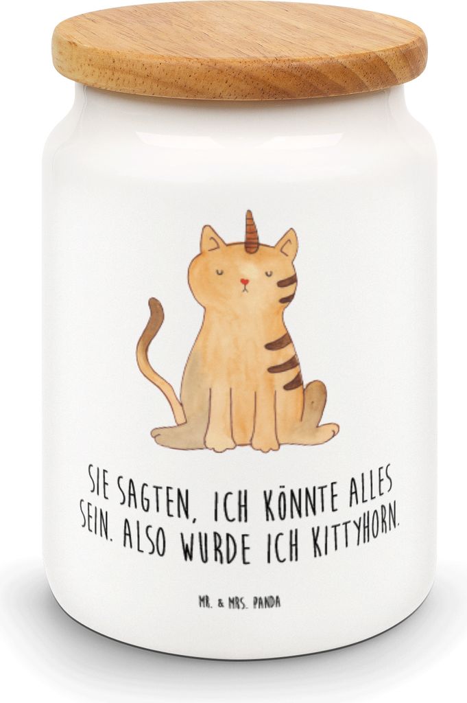 Mr. & Mrs. Panda Teedose Einhorn Katze - Weiß - Geschenk, Unicorn, Dose, Glitzer, Frischhaltedose, Kaffeedose, Keksdose, zuckerdose, behälter, Mi...