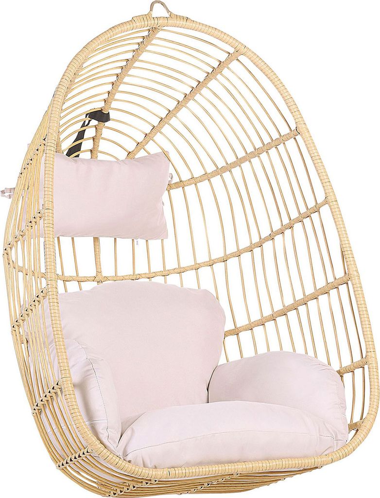 BELIANI Hängesessel Beige Rattan inkl. Kissen Outdoor Indoor Boho Stil