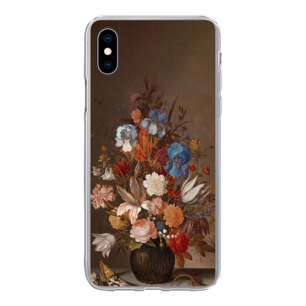 MuchoWow Handyhülle Schutzhülle Hülle für iPhone Xs Stilleben mit Blumen - Kunst - Alte Meister Silikon Softcase Handy Hülle - Handytasche