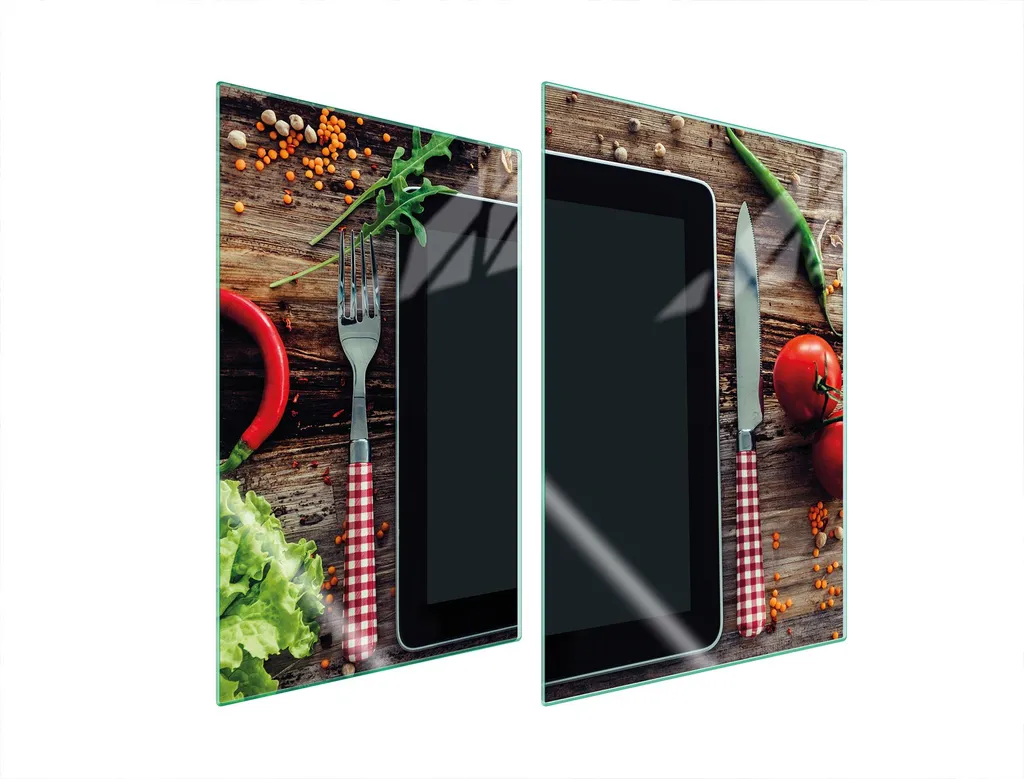 Set Coprifornelli 35x52 Vetro Temperato Luxury Ceramica Legno
