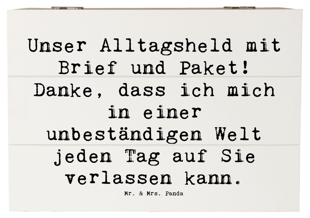 Mr. & Mrs. Panda Holzkiste Spruch Briefe & Pakete 22 x 15 cm - Weiß - Geschenk, Geschenke, Kiste mit Deckel, schatztruhe, holz, Wertschätzung, Au...