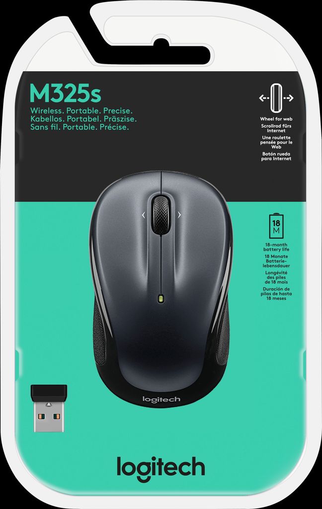 Logitech Wireless Mouse M325s dark silver retail Produktbild 