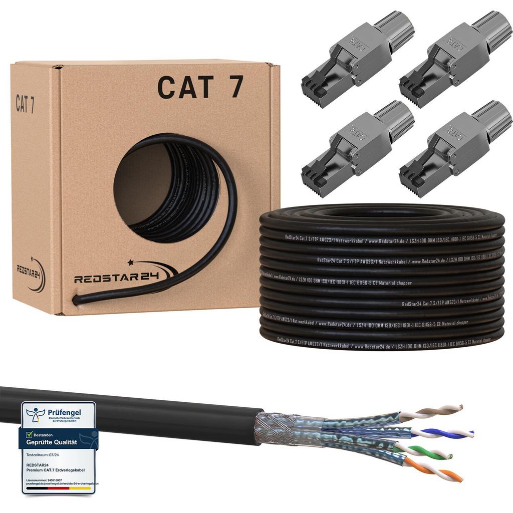 Cat 7 Erdkabel Netzwerkkabel Verlegekabel Outdoor UV Außen Produktbild 