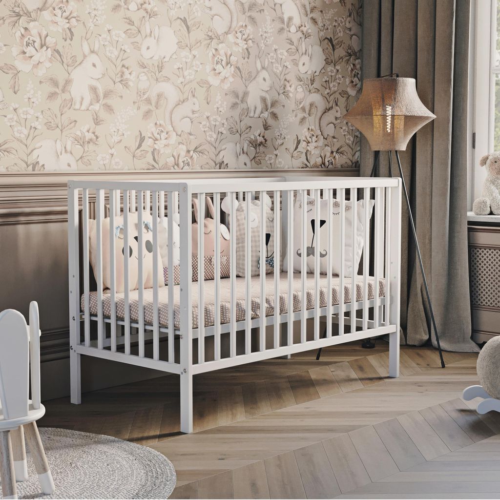 Lettino classico per bambini bianco 60x120 cm, 3 sbarre Immagine del prodotto 