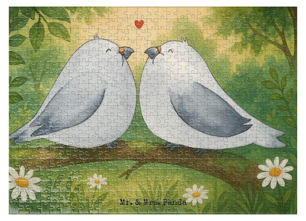 Mr. & Mrs. Panda Puzzle Turteltauben Liebe Design 551 Teile - Weiß - Geschenk, Verliebt, Puzzlespiel, 500, glücklich, Freundin, 1000, 300, 1500