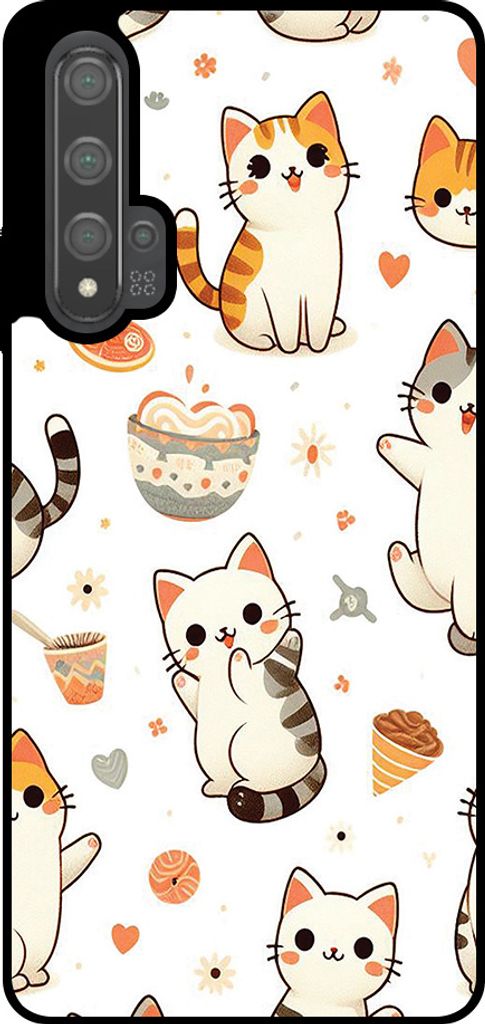 Smartphonica Telefon Fall geeignet für Huawei Nova 5T mit Katze drucken - TPU zurück Abdeckung Fall Katze Design