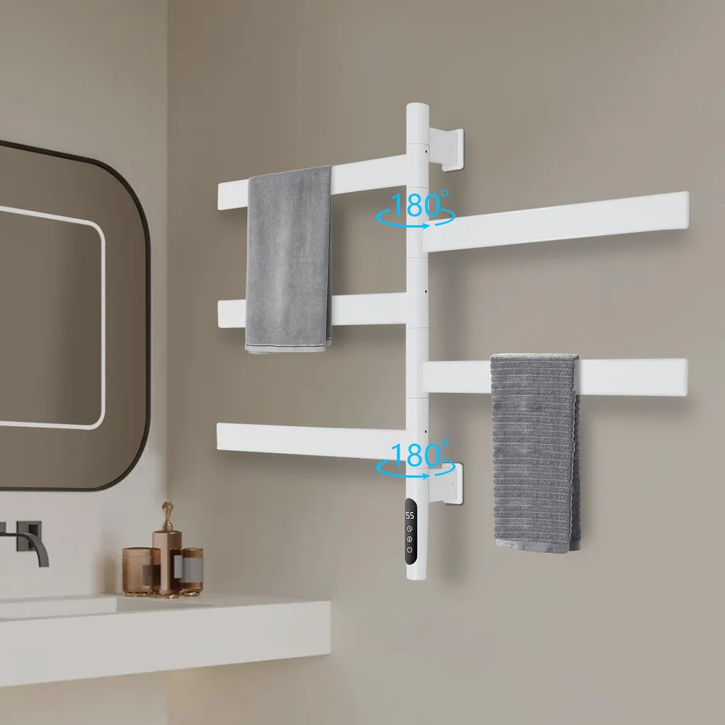 Sèche-serviettes électrique blanc mural avec gestion de température LED - 3