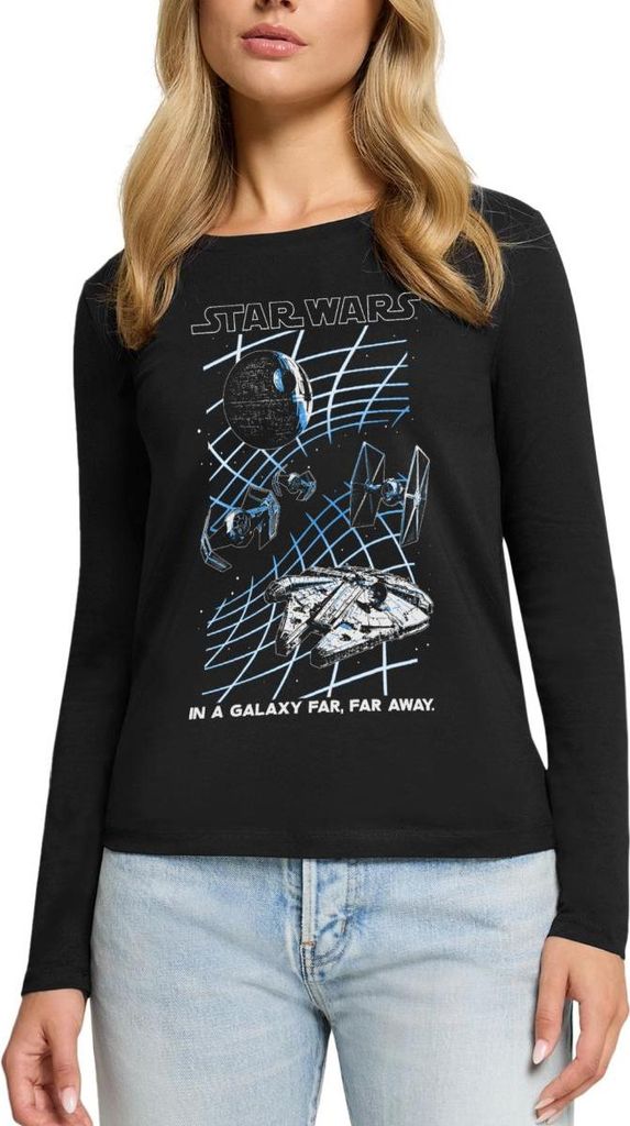 Star Wars In A Galaxy Far, Far Away Premium Langarmshirt Damen, XS, Schwarz