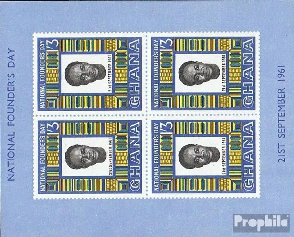 Briefmarken Ghana 1961 Mi Block4 postfrisch Nkrumah Produktbild 