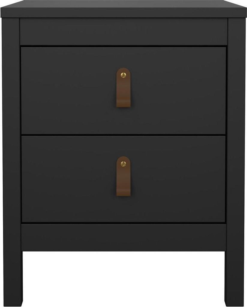Nachttisch mit 2 Schubladen matt schwarz B43,8 cm – BARCELONE