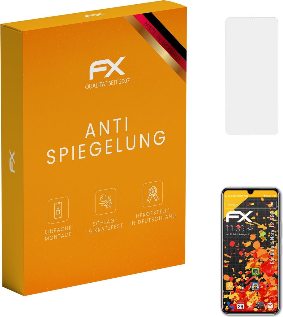 atFoliX FX-Antireflex 3x Schutzfolie kompatibel mit Infinix Note 12 G96 Displayfolie